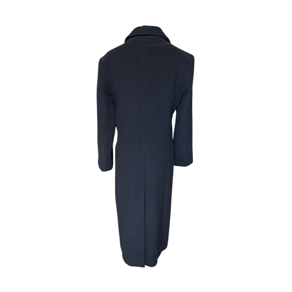 VTG BCBG Black Cashmere Wool Long Overcoat 8 Pea Coat Quiet‎ Luxury Old Money - Picture 4 of 7